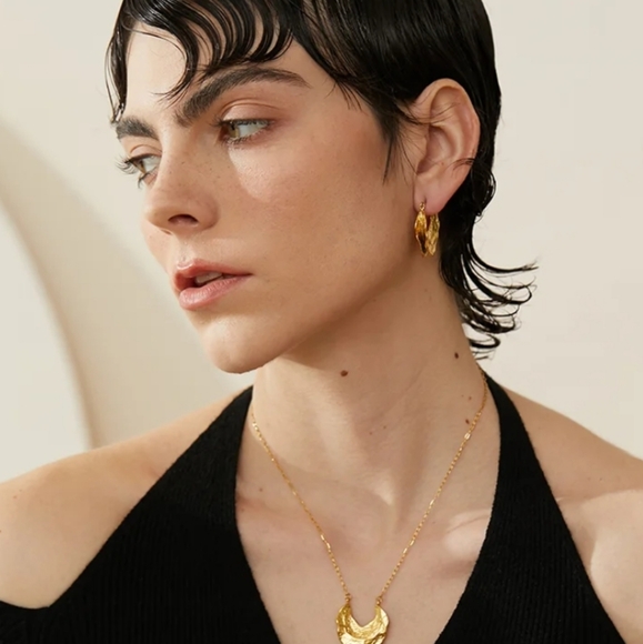 Gold Foil Hoop Earrings - Picture 10 of 11